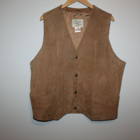 Cripple Creek Suede Leather Button Vest Tan 100% Leather Men's Size XL H12400 - Picture 2 of 6